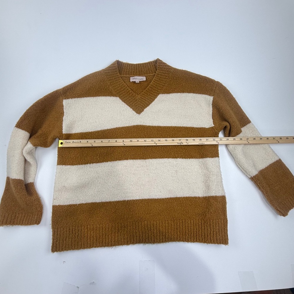 Philosophy Republic Clothing Striped V Neck Long Sleeve Sweater Top Size L - Picture 5 of 5